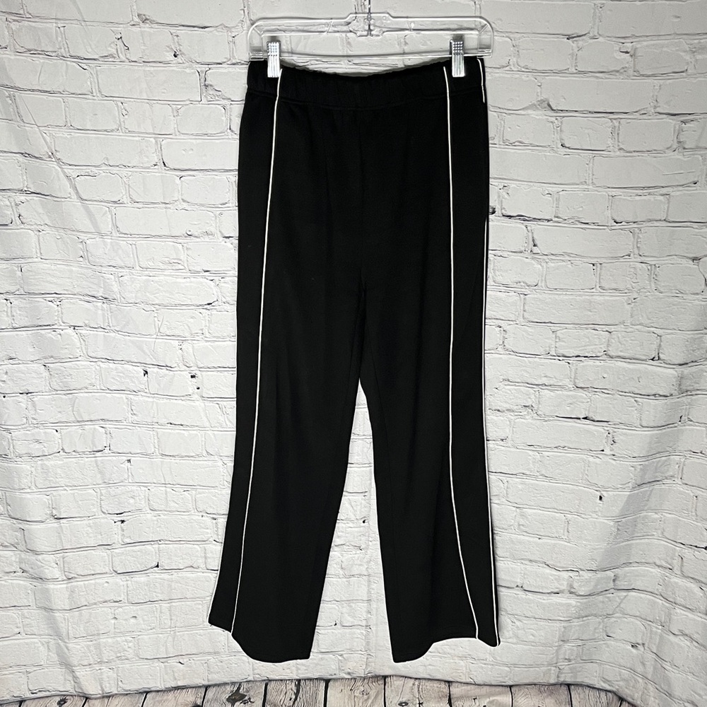 Black Women's Track Pants with White Side Piping